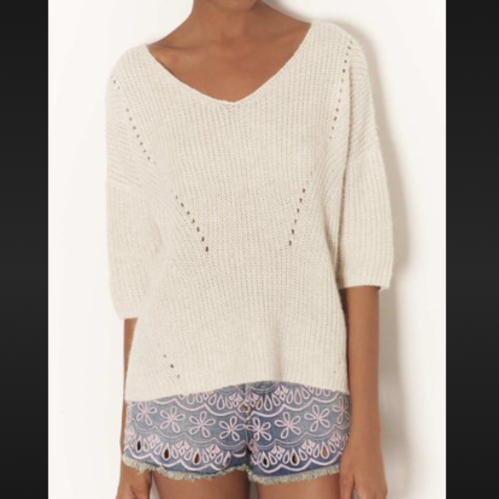 TopShop Natural Knitted Boxy Rib Jumper - Picture 1 of 8